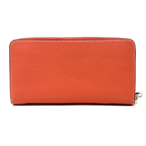 Coach Long Zip Around Wallet With Signature Canvas in Tangerine Leather CK427 - Picture 3 of 8